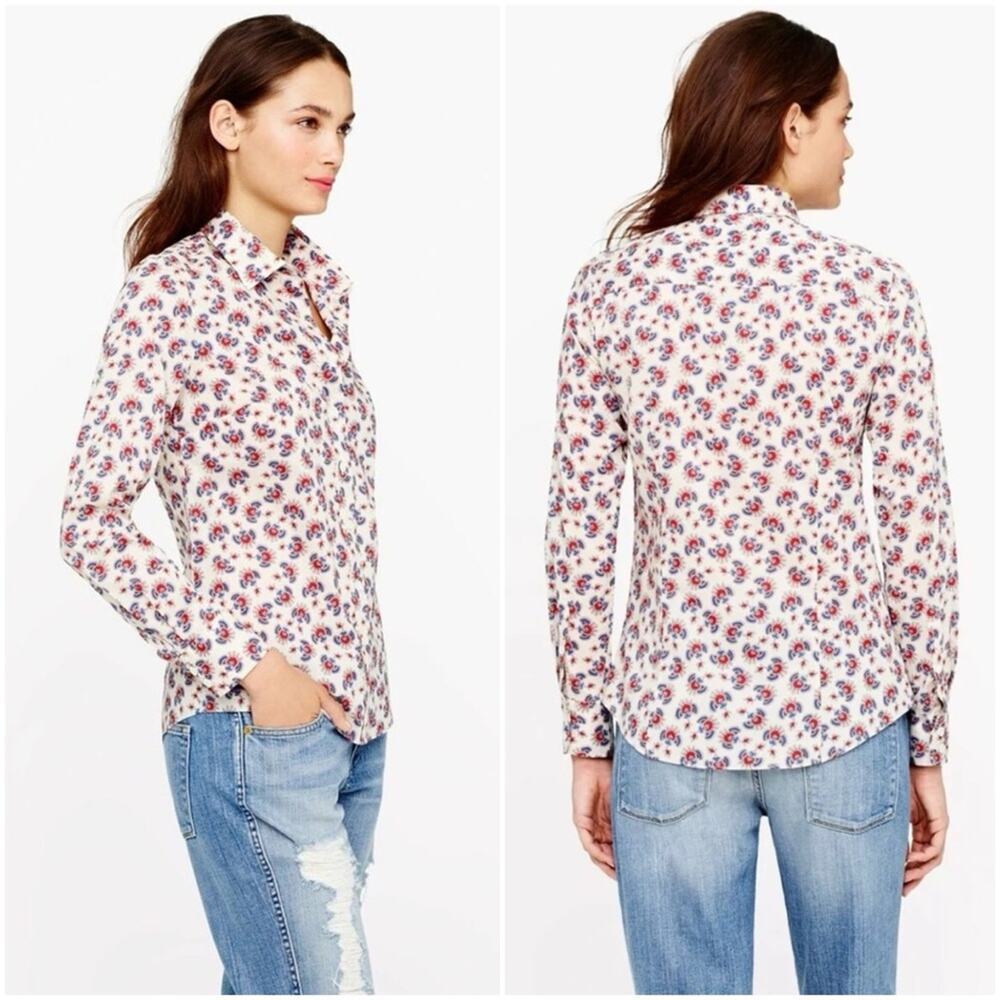 J. Crew Perfect Shirt Papaya Paisley